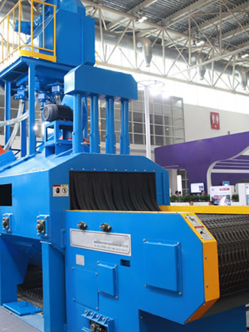 Mesh belt passing shot blasting machine